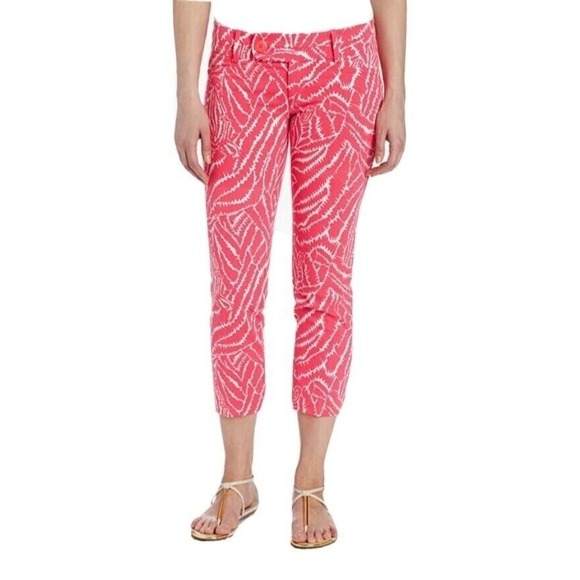 Lilly Pulitzer Women Capri Pants Size 6 Cotton Stretch Pink Preppy Beachy - Picture 2 of 15